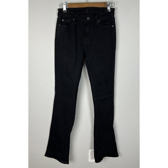 7 For All Mankind Midrise Bootcut Black Denim Jeans Size 27 Stretch Women’s - Picture 1 of 5